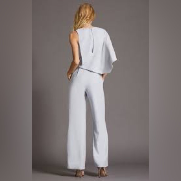 $150 NWT Halston Asymmetric one-shoulder Jumpsuit Sz 6 in Light Blue - Picture 4 of 5